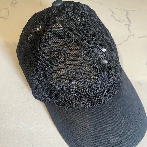 Gucci Monogram GG Lace Baseball Cap (Black) Size S - Picture 6 of 6